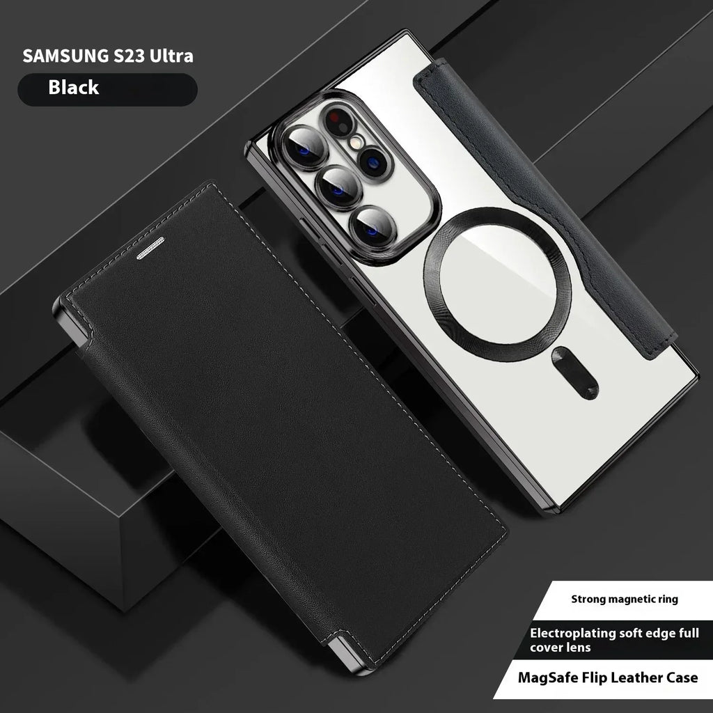 Electroplated Wireless Magnetic Business Flip Samsung Leather Case - Viexta