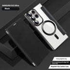 Electroplated Wireless Magnetic Business Flip Samsung Leather Case