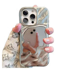 Electroplated Ripple Mirror Makeup Mirror iPhone case - Viexta