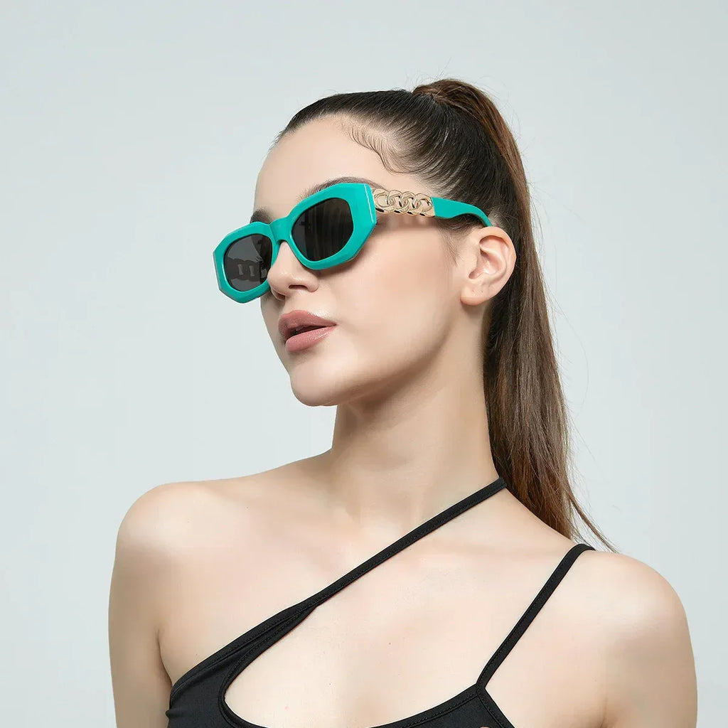 Square Spectacle Frame Black Women's Fashion Sunglasses - Viexta