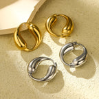 O-shaped Stainless Steel Earrings with Gold Finish