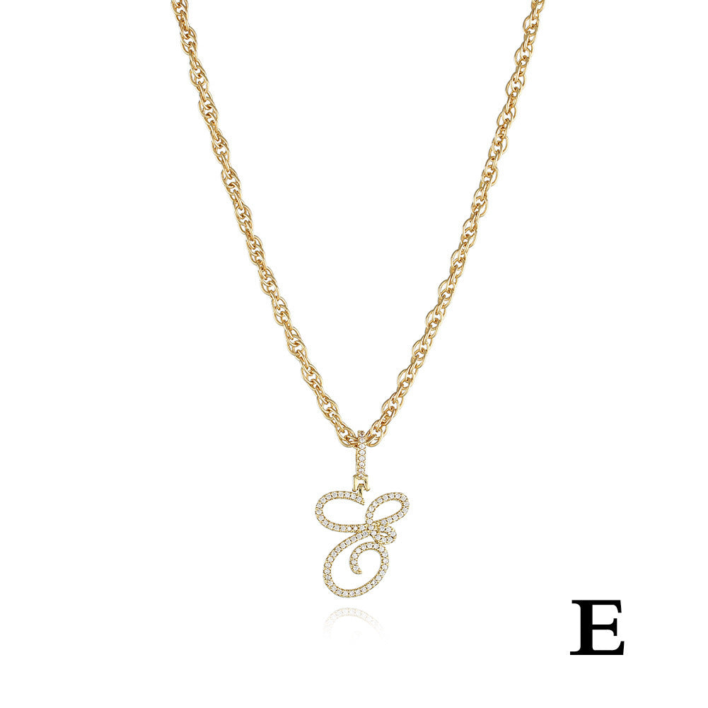 26 Letter Zircon 18k Gold Necklace