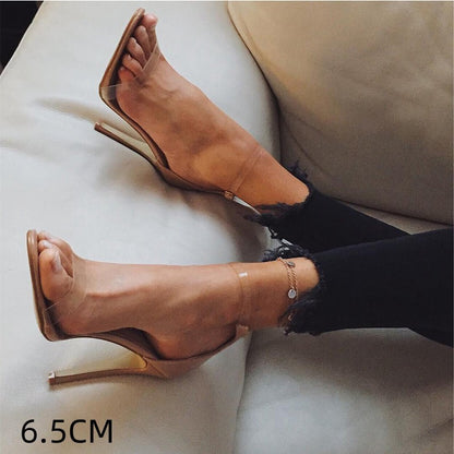 Leather Strap Transparent High Heel