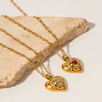 Heart-shaped Necklace With Crystal - Viexta