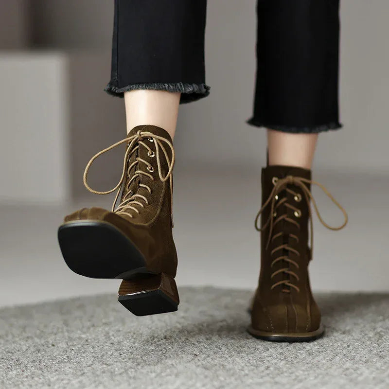 Women's All-match Square Toe Martin Boots - Viexta