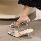 Rhinestone Pointed Toe Fashion Sandals - Viexta