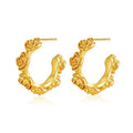 Rose Carved Retro Textured Earrings - Viexta