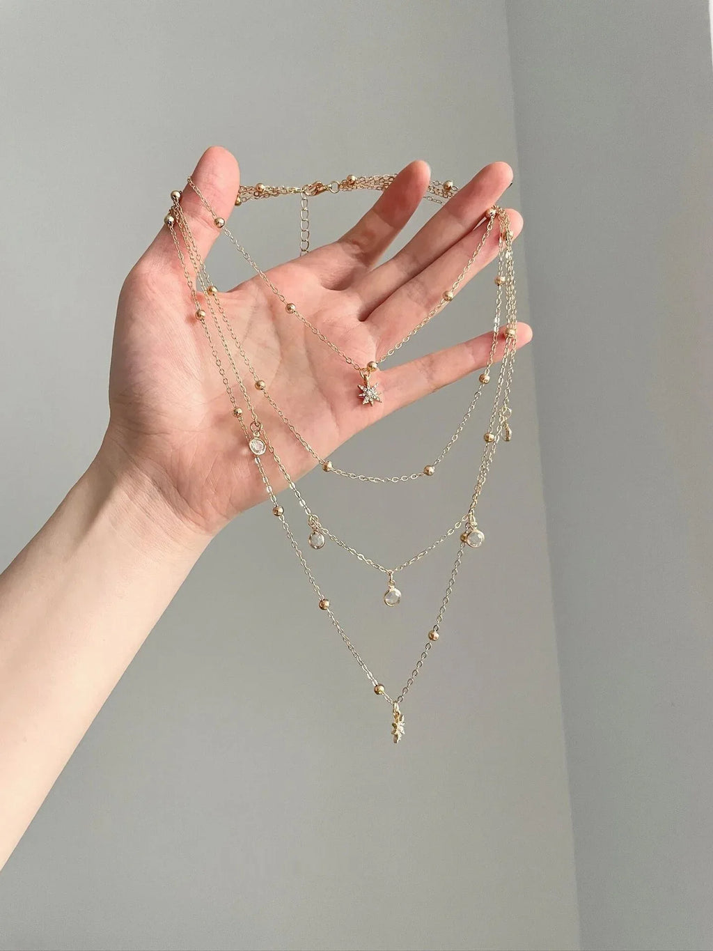 Round Pendant Multi-Layer Necklace