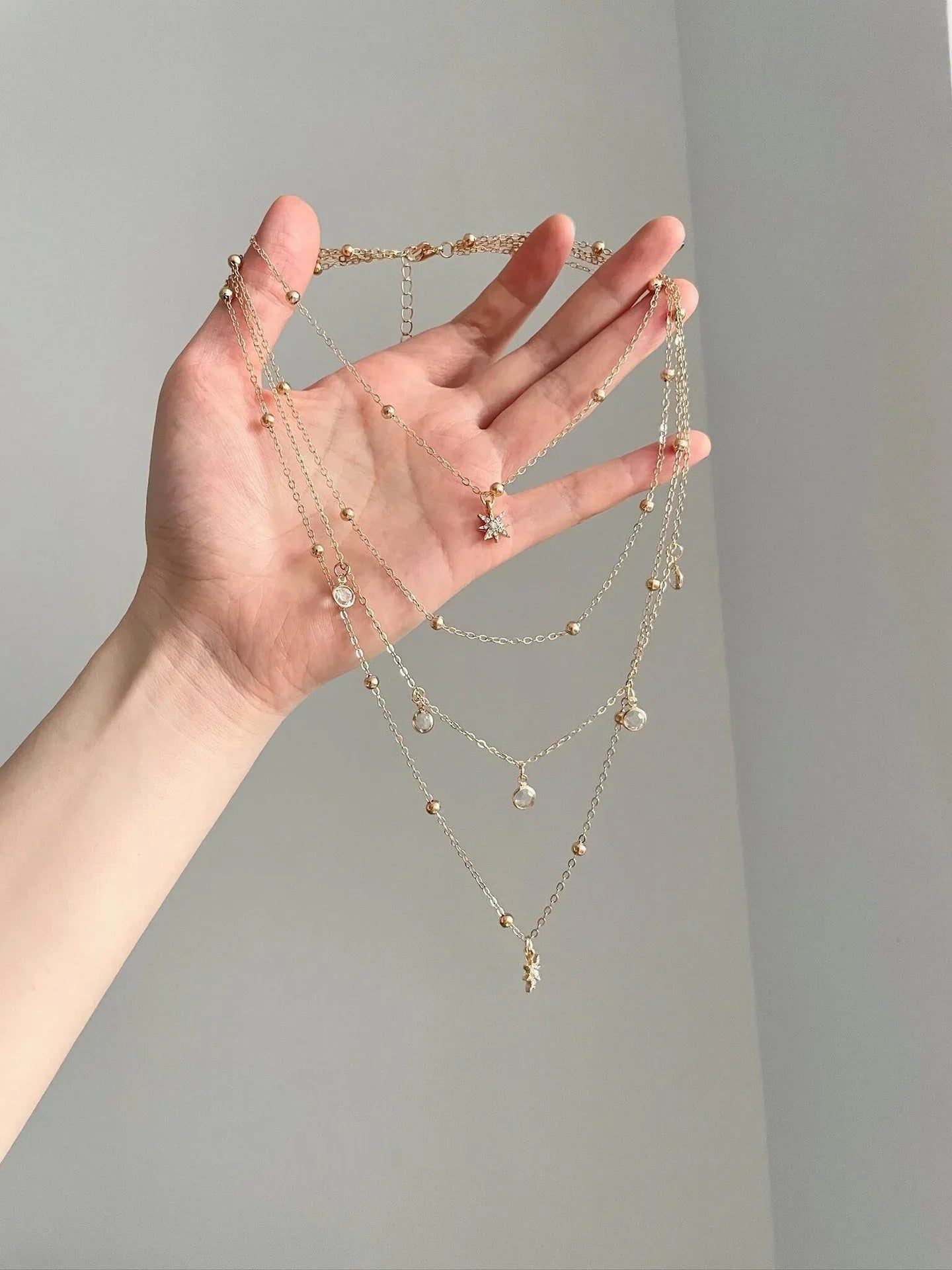 Round Pendant Multi-Layer Necklace
