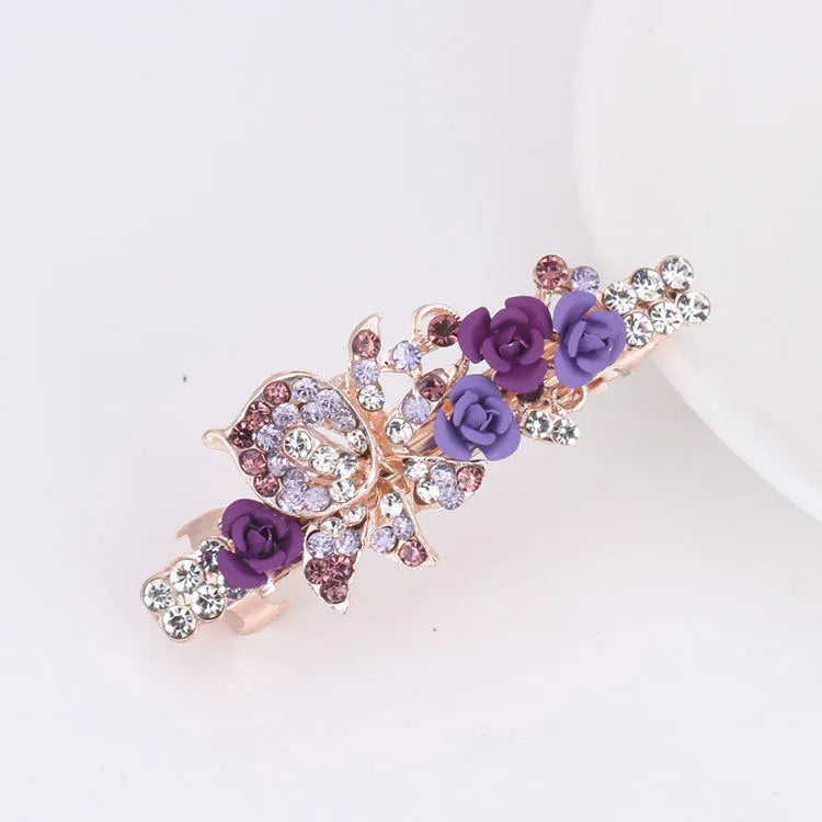 Rhinestone Hairpin Ponytail Clip - Viexta