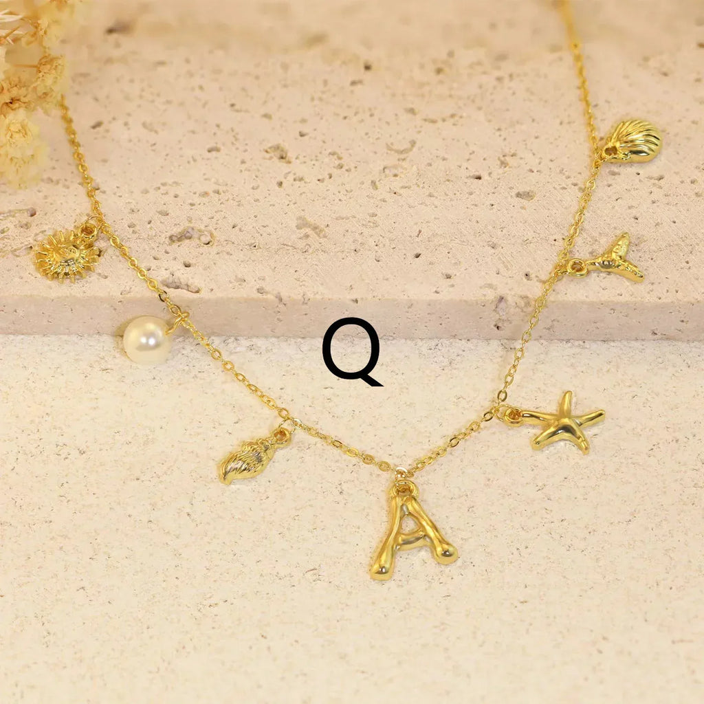 26 Alphabet Starfish Shell Necklace - Viexta