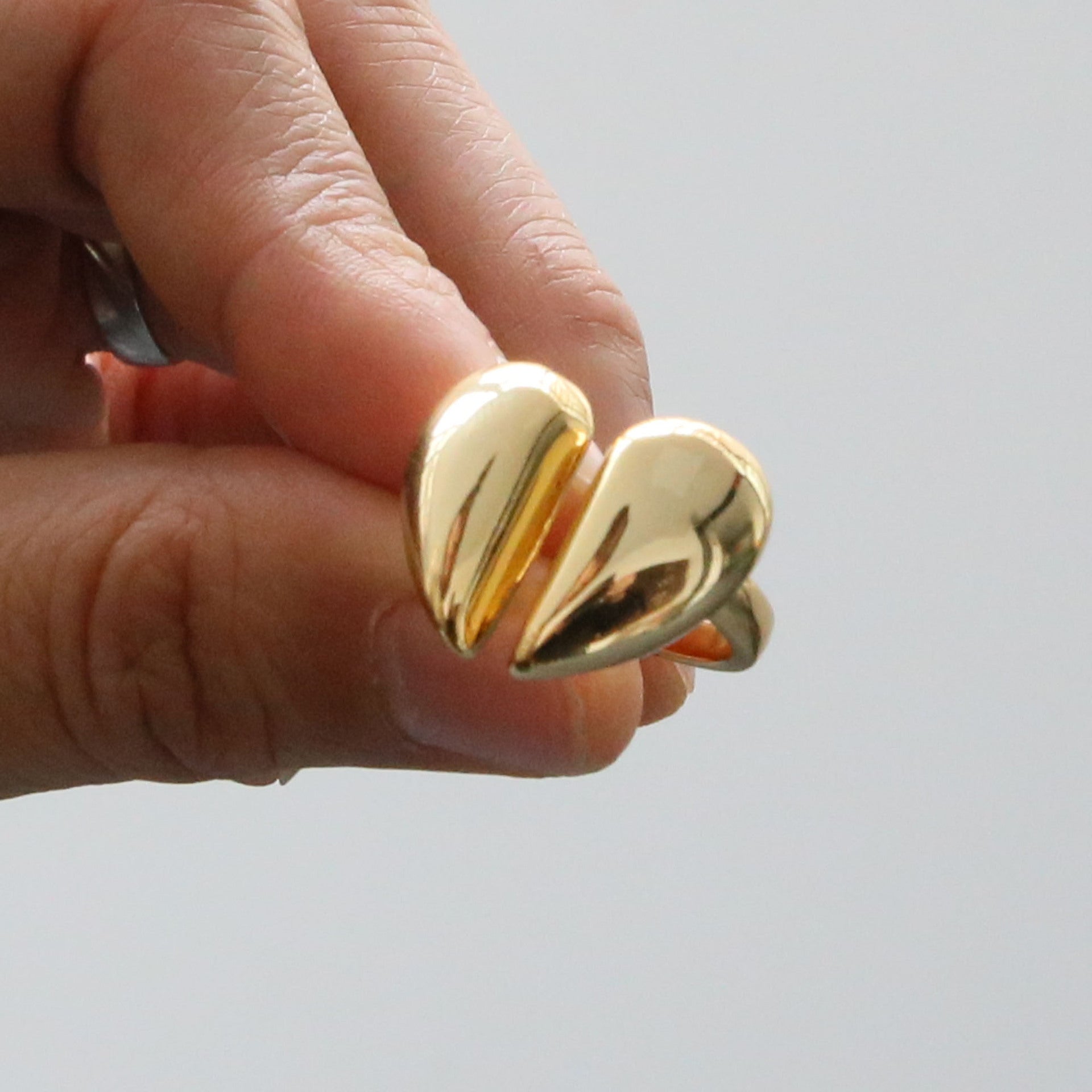 Brass Glossy Peach Heart Ring