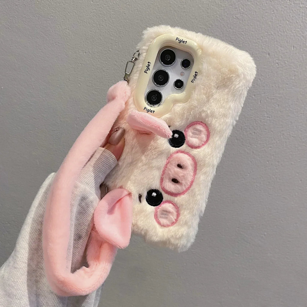Plush Cute Piggy Samsung Phone Case With Bracket - Viexta
