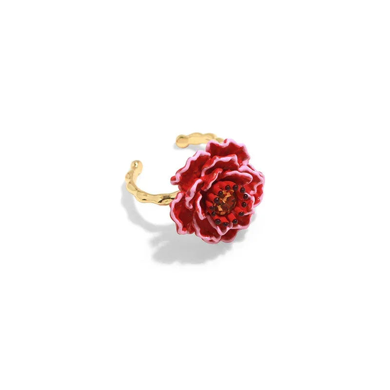Grape Manor Peach Blossom Enamel Ring - Viexta