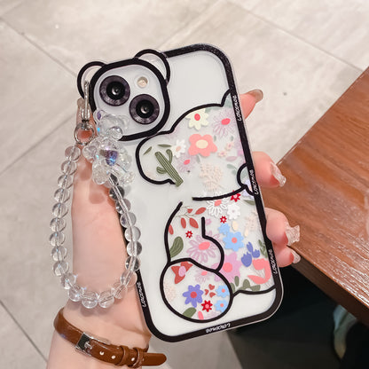 New iPhone Case Hanging Chain Cute Floral Bear