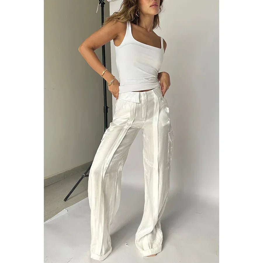 Ins Style Loose Straight Pants With Multi-pocket Trousers - Viexta