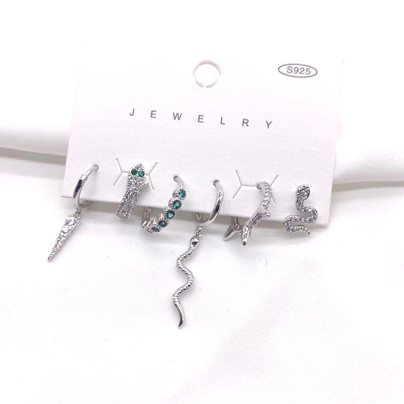 6piece Snake-like Earring Punk Set