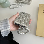 Silver Electroplated Solid Color Chain iPhone Case - Viexta