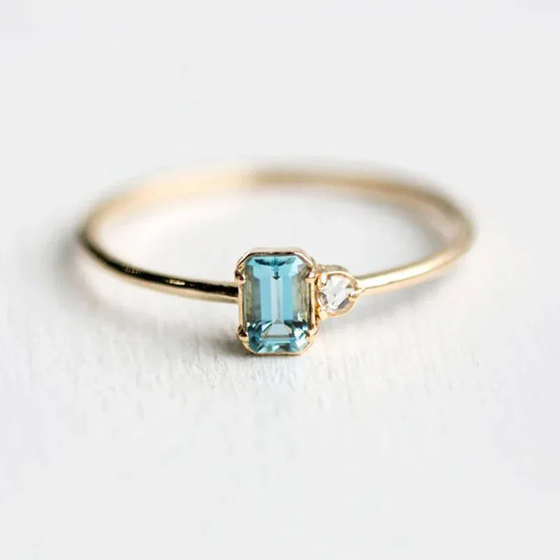 18k gold plated turquoise ring - Viexta