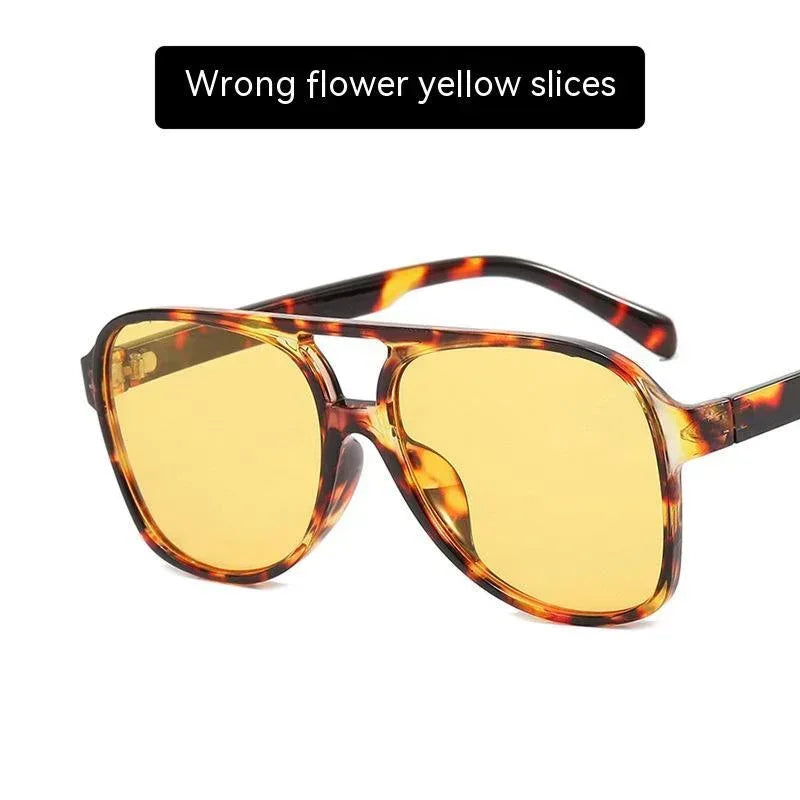womens-fashion-retro-double-beam-large-rim-sunglasses - Viexta