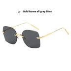 Frameless Trimming Square Metal Fashion Sunglasses - Viexta