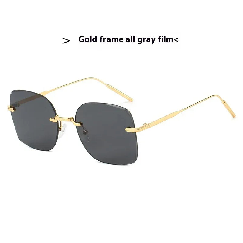 Frameless Trimming Square Metal Fashion Sunglasses - Viexta