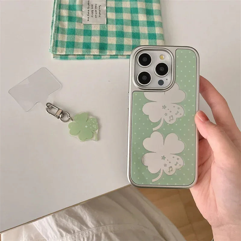 Korean Summer Lucky Four-leaf Clover iPhone Case - Viexta