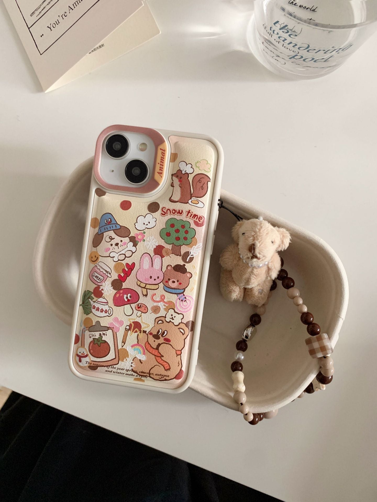 Cute Graffiti Rabbit iPhone Case with Charm