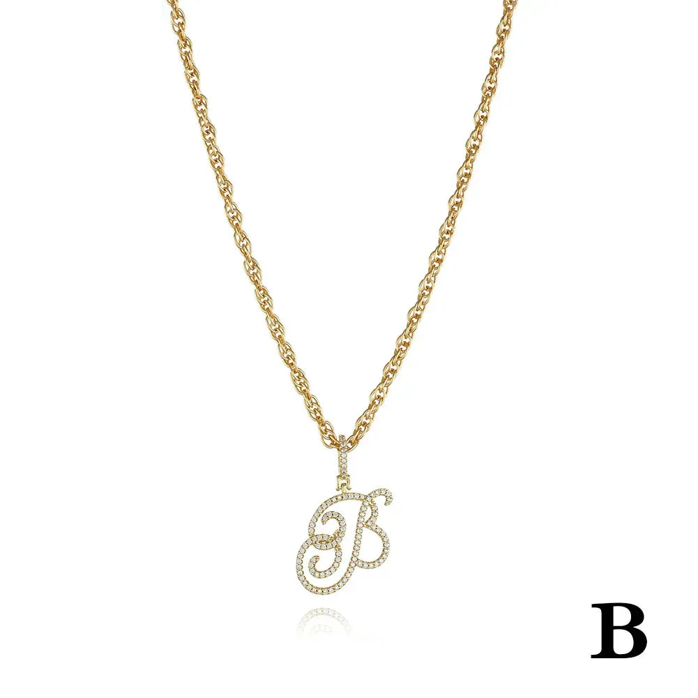 26 Letter Zircon 18k Gold Necklace - Viexta