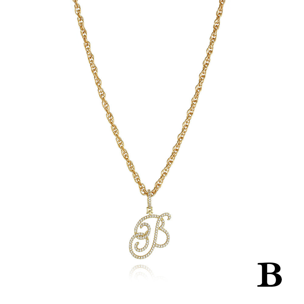 26 Letter Zircon 18k Gold Necklace