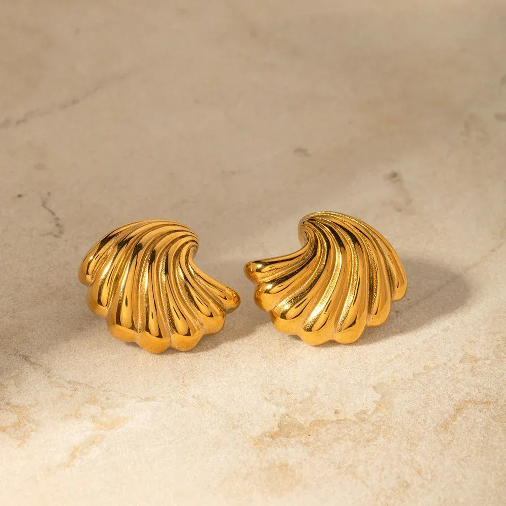 18K Gold Stainless Steel Shell Earrings - Viexta