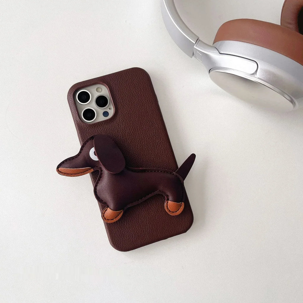 three-dimensional-leather-sausage-dog-iphone-case - Viexta