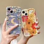 Blue Light Oil Painting Flower Spring Korean iPhone Case - Viexta