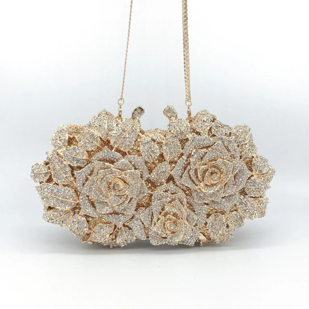 Hollow Rose Diamond Dinner Bag - Viexta