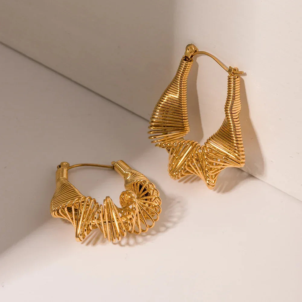Stainless Steel Pleated Earrings - Viexta