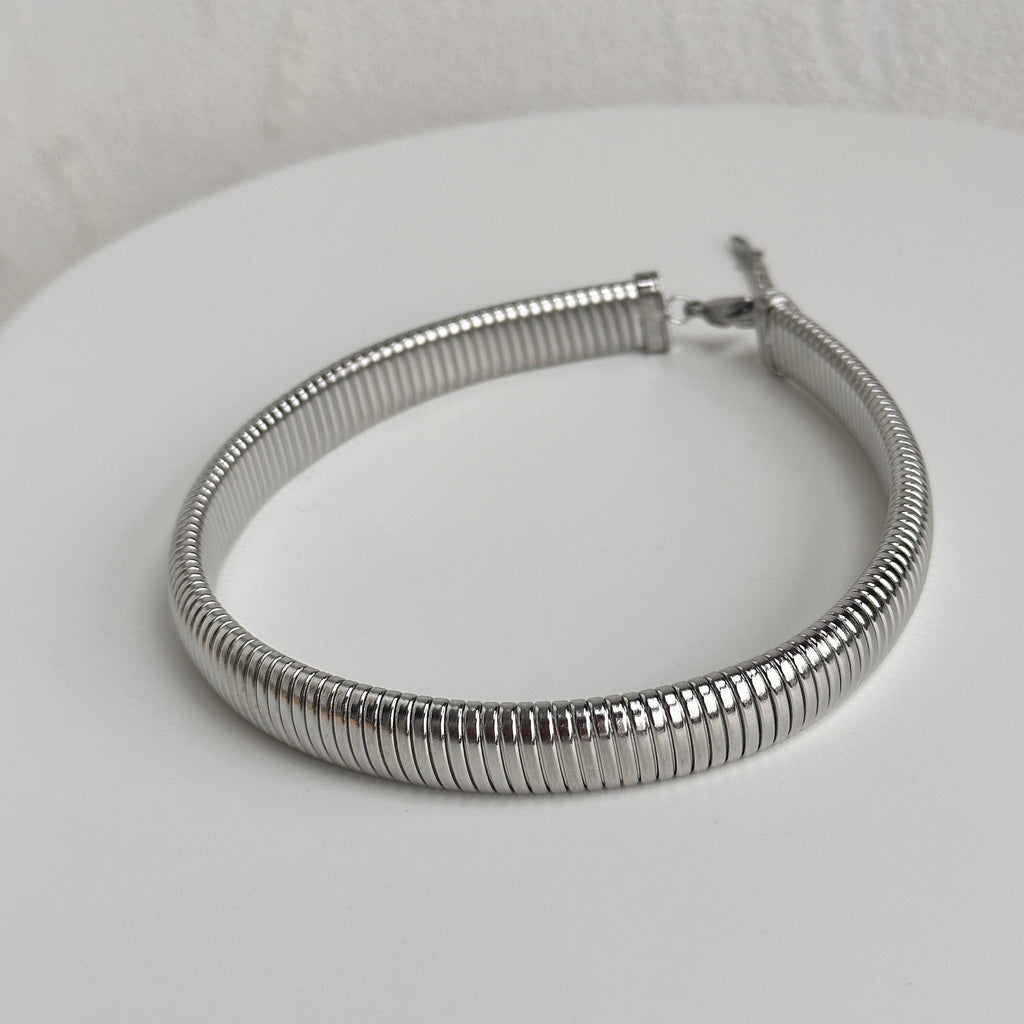 Titanium Steel Gypsy Elastic Choker Gold and Silver Necklace