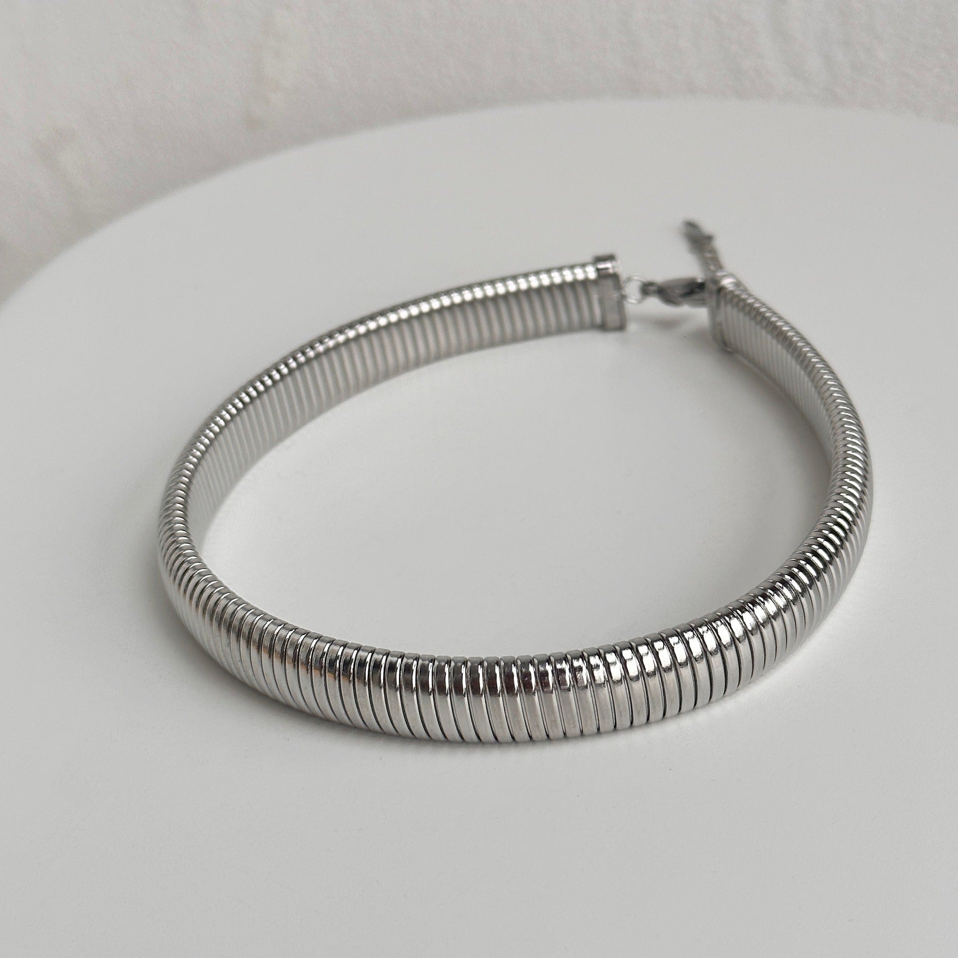 Titanium Steel Gypsy Elastic Choker Gold and Silver Necklace