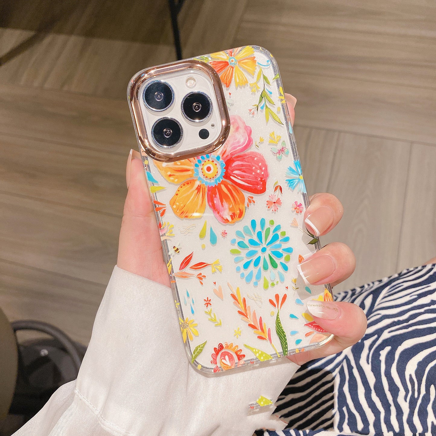 Transparent Flower Double-sided Laminated iPhone Case