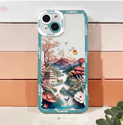 3D Visual Landscape Silicone Anti Drop iPhone Case