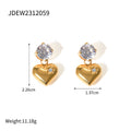 Stainless steel smooth zircon heart-shaped pendant earrings and accessories