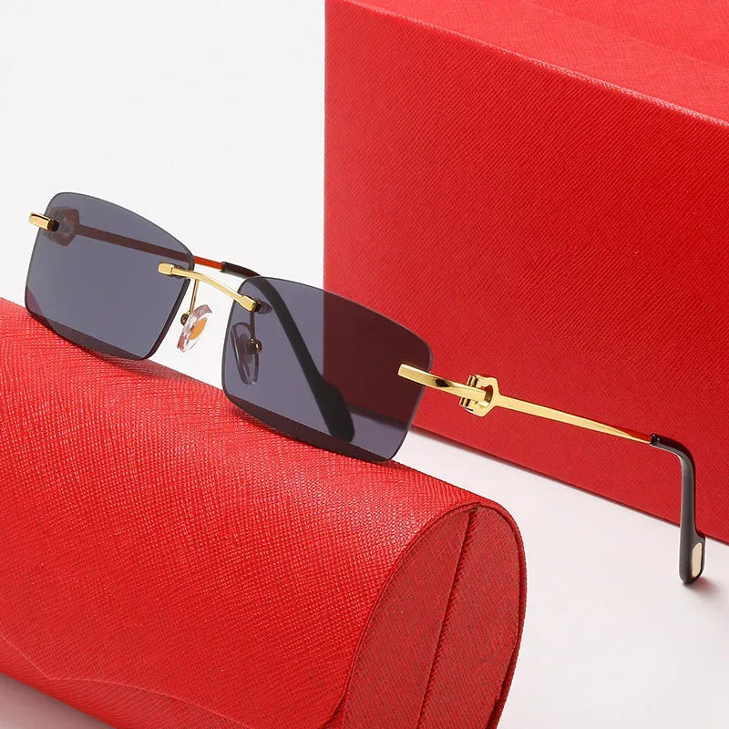 Rimless Square Plate Sunglasses - Viexta