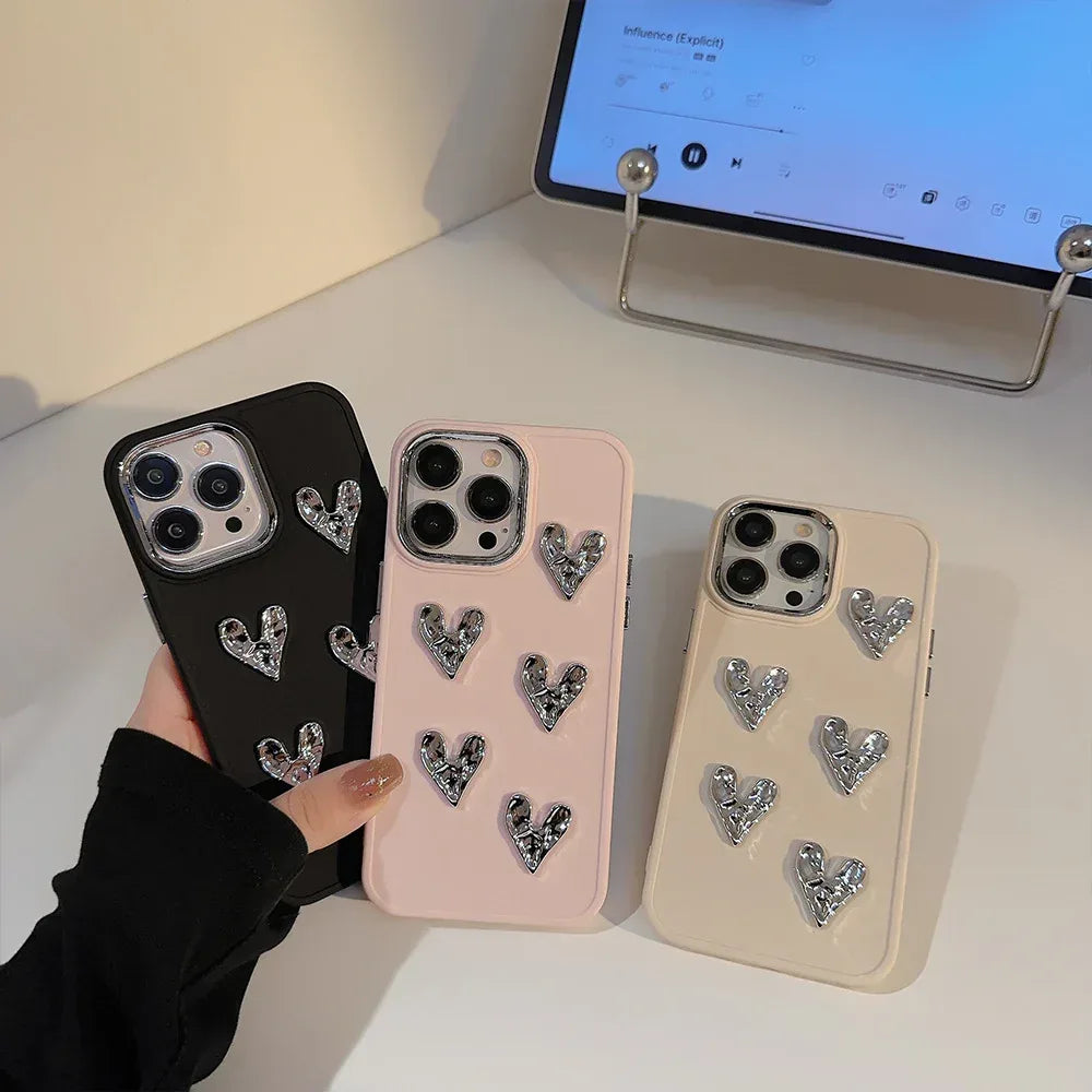 Pleated Metallic Heart iPhone Shell - Viexta