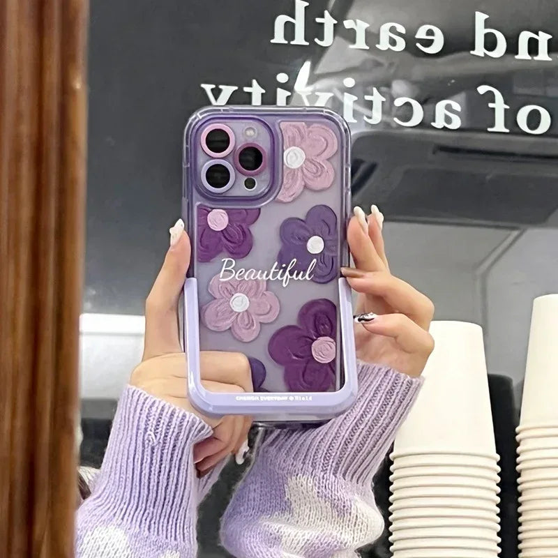 Cute Flower Invisible Bracketed iPhone Case - Viexta