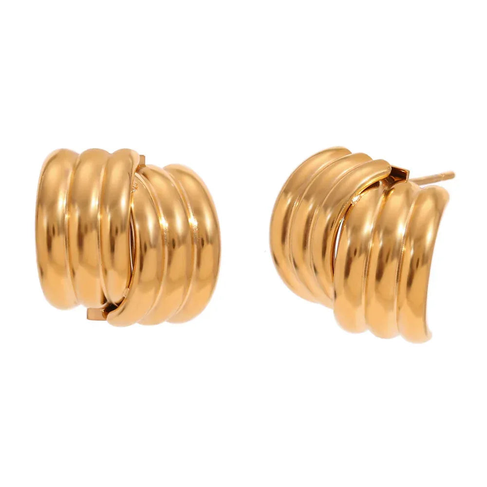 three-layer-vertical-stripe-cross-ear-studs - Viexta