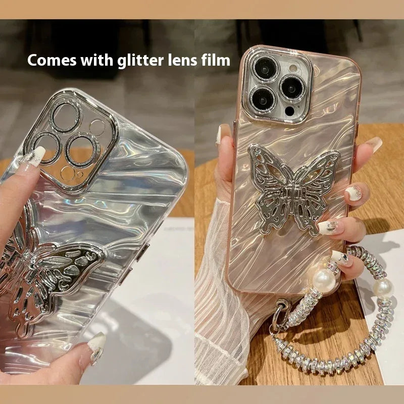 Water Ripple Lens Protector Butterfly Silicone iPhone Case - Viexta