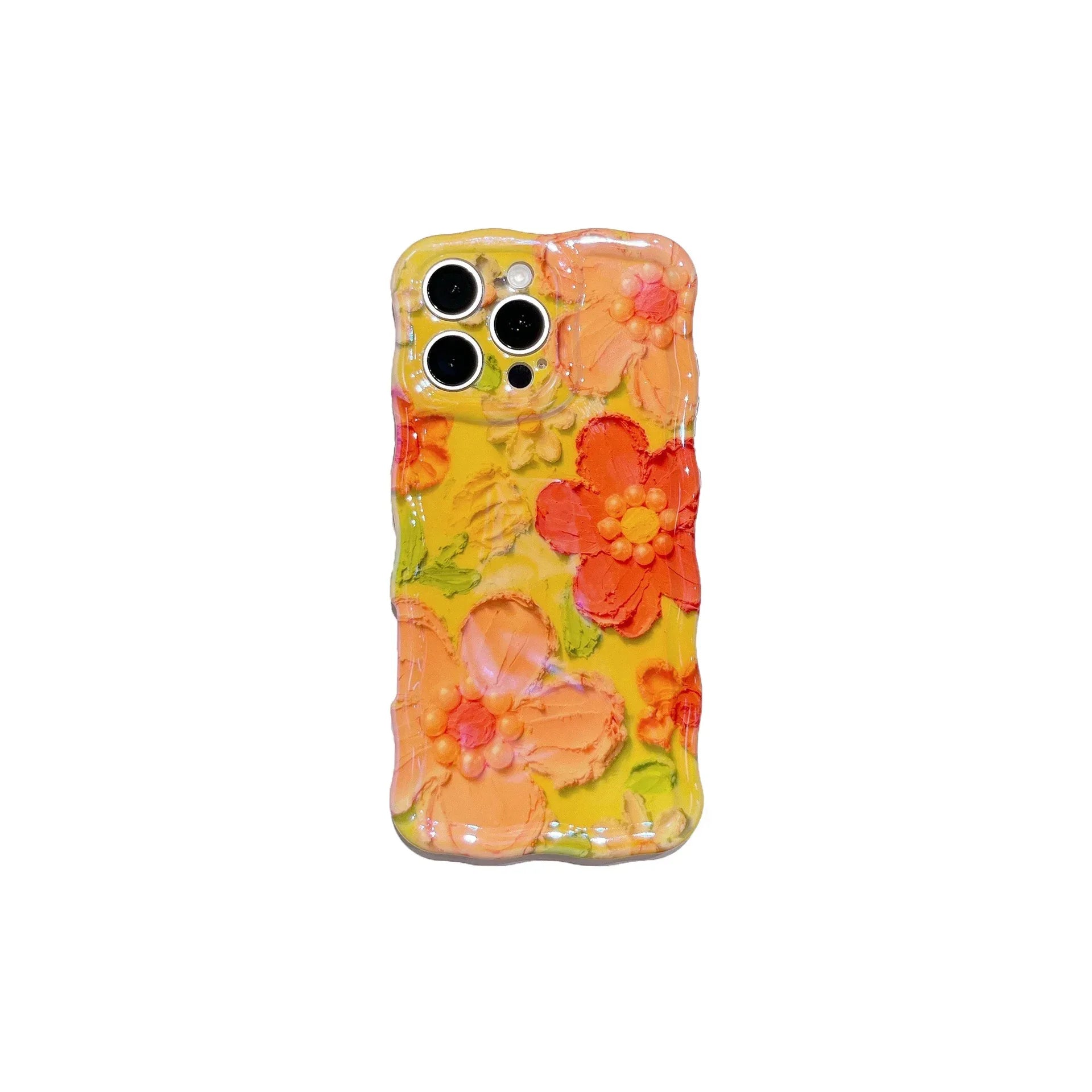 Twist-edge Blue Light Oil Painting Flower High-end iPhone Case - Viexta