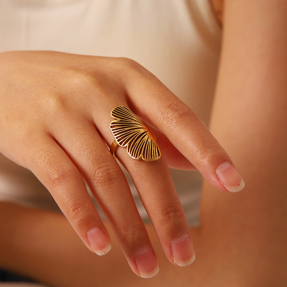 Cross-border Hollow Maple Leaf Ring