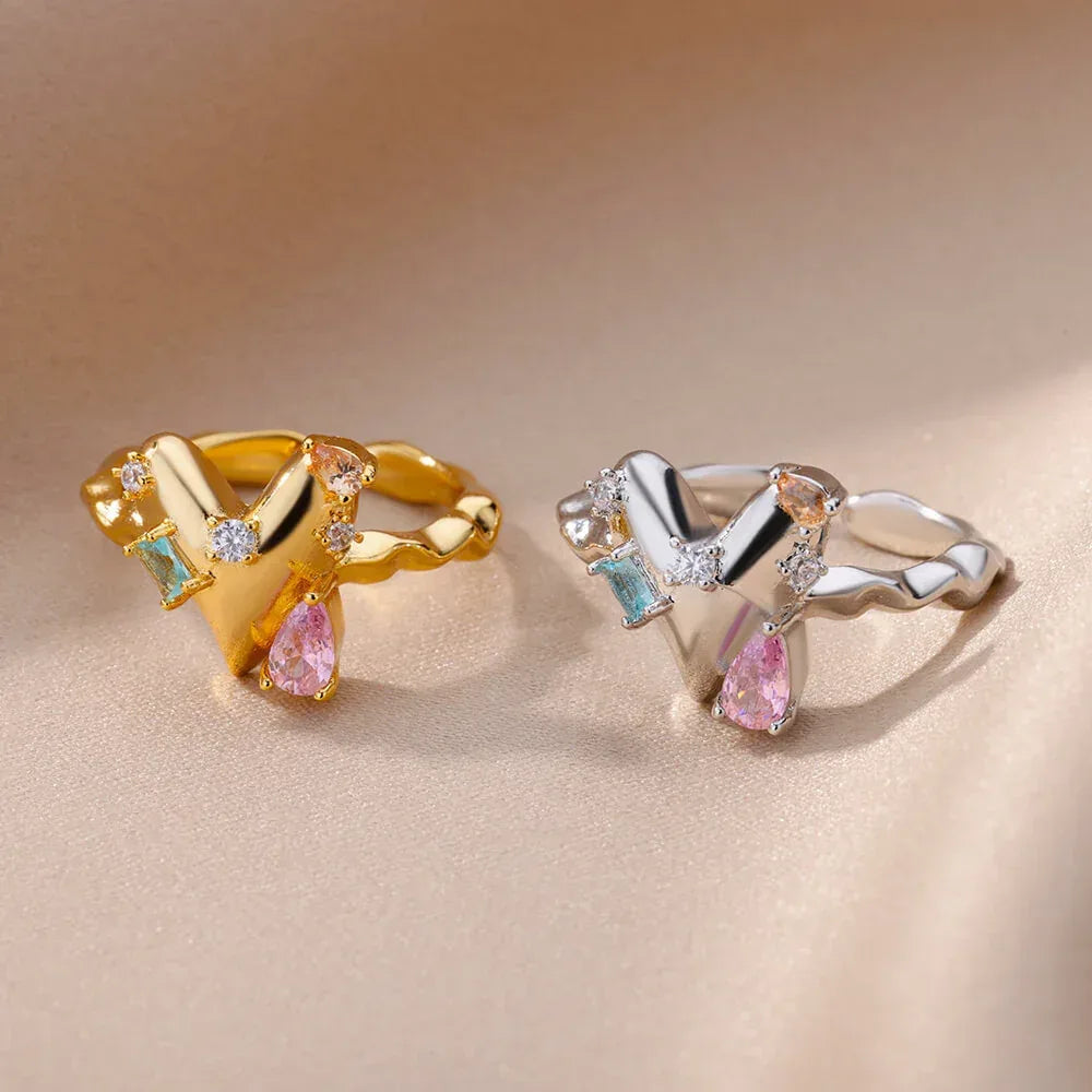 Zircon Niche Heart-shaped Ring - Viexta