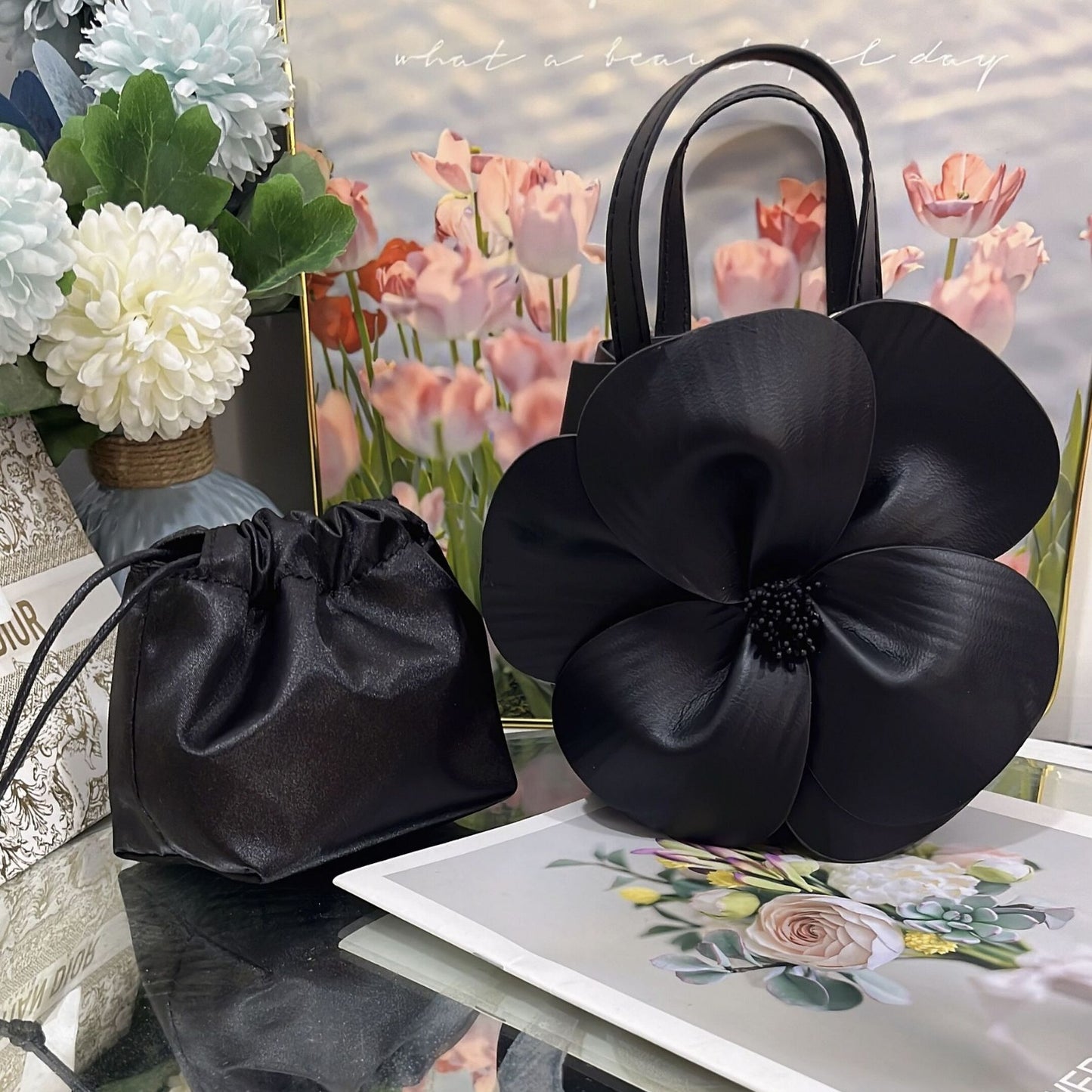 French Style Petal Flower Tote Bag