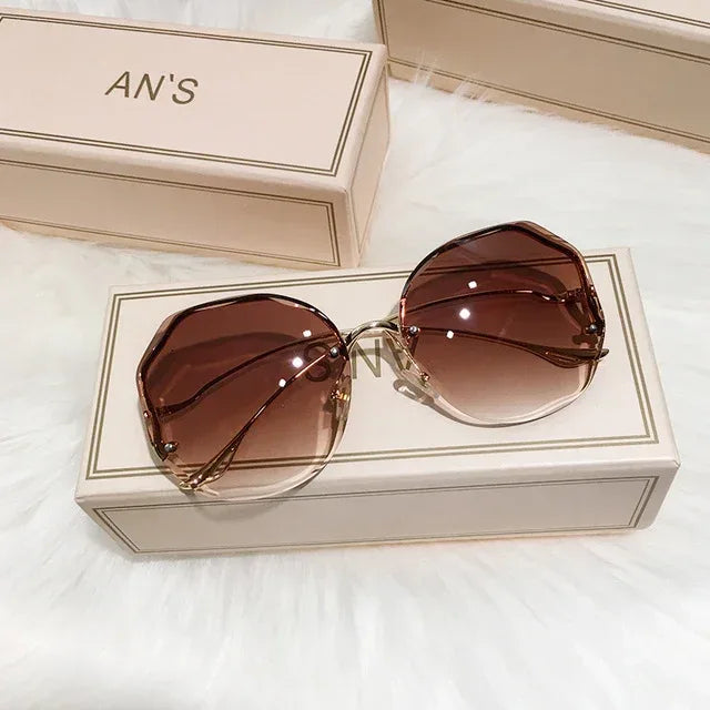 frameless-cut-edge-tan-gradient-sunglasses - Viexta
